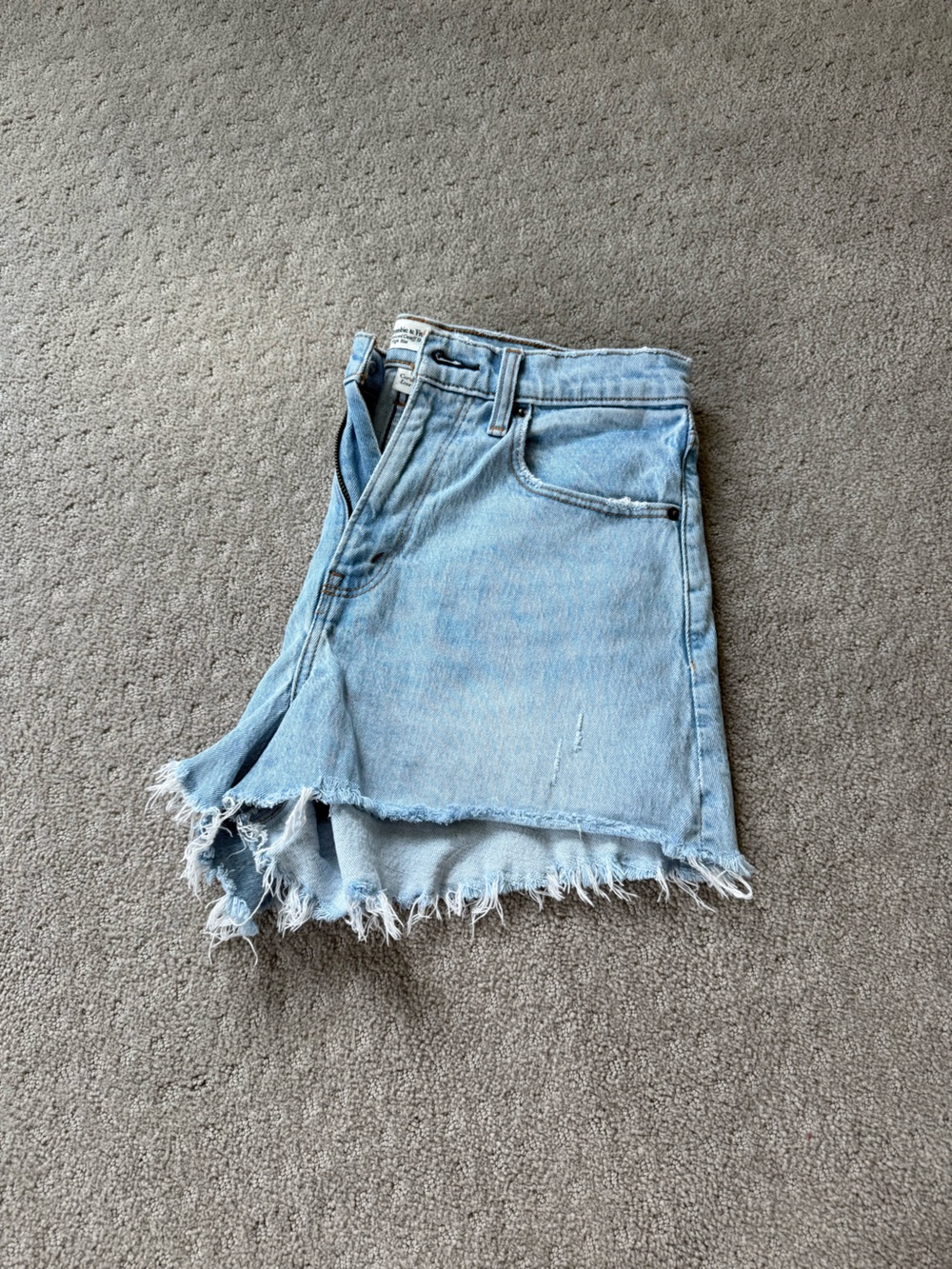 Abercrombie & Fitch Light Blue Distressed Denim Shorts
